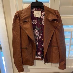 Anthropologie camel colored faux leather jacket